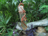 Natural A Grade Smokey Optic Quartz in  Copper Art Wire Wrap Pendant - sold per piece - From Zimbabwe - TopRock