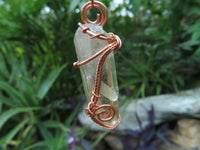 Natural A Grade Smokey Optic Quartz in  Copper Art Wire Wrap Pendant - sold per piece - From Zimbabwe - TopRock