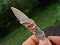 Natural Belemnite Fossil Bullet Copper Art Pendant With Plaited Chord - sold per piece From Madagascar - TopRock