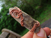 Natural Belemnite Fossil Bullet Copper Art Pendant With Plaited Chord - sold per piece From Madagascar - TopRock