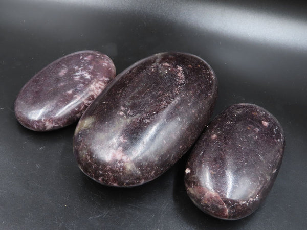 Polished Dark Purple Lepidolite Extra Large Gallets x 3 From Zimbabwe - TopRock