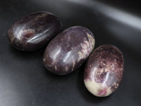 Polished Extra Large Dark Red Purple Lepidolite Gallets x 3 From Zimbabwe - TopRock