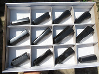 Polished Pitch Black Basalt Points/Prisms x 12 From Madagascar - TopRock