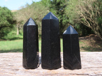 Polished Pitch Black Basalt Points/Prisms x 12 From Madagascar - TopRock