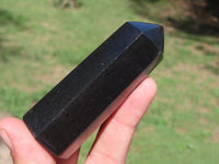 Polished Pitch Black Basalt Points/Prisms x 12 From Madagascar - TopRock