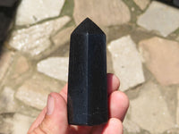 Polished Pitch Black Basalt Points/Prisms x 12 From Madagascar - TopRock