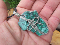 Polished Malachite Wire Wrap Pendant Sliced Malachite & Intricate Wire Wrap -  x Sold per piece From Congo - TopRock