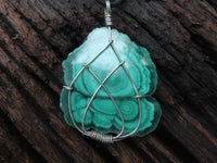 Polished Malachite Wire Wrap Pendant Sliced Malachite & Intricate Wire Wrap -  x Sold per piece From Congo - TopRock