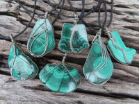 Polished Malachite Wire Wrap Pendant Sliced Malachite & Intricate Wire Wrap -  x Sold per piece From Congo - TopRock