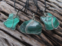 Polished Malachite Wire Wrap Pendant Sliced Malachite & Intricate Wire Wrap -  x Sold per piece From Congo - TopRock