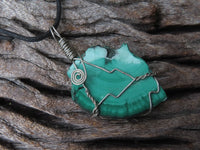 Polished Malachite Wire Wrap Pendant Sliced Malachite & Intricate Wire Wrap -  x Sold per piece From Congo - TopRock