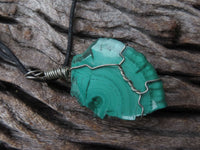 Polished Malachite Wire Wrap Pendant Sliced Malachite & Intricate Wire Wrap -  x Sold per piece From Congo - TopRock