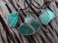 Polished Malachite Wire Wrap Pendant Sliced Malachite & Intricate Wire Wrap -  x Sold per piece From Congo - TopRock