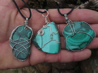 Polished Malachite Wire Wrap Pendant Sliced Malachite & Intricate Wire Wrap -  x Sold per piece From Congo - TopRock