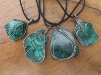 Polished Malachite Wire Wrap Pendant Sliced Malachite & Intricate Wire Wrap -  x Sold per piece From Congo - TopRock