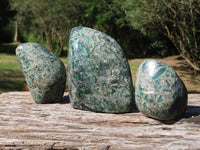 Polished Green Emerald In Matrix Standing Free Forms x 3 From Zimbabwe - TopRock