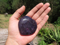 Polished Dark Purple Lepidolite Hearts (Rubellite Inclusions) x 12 From Madagascar - TopRock