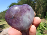 Polished Dark Purple Lepidolite Hearts (Rubellite Inclusions) x 12 From Madagascar - TopRock