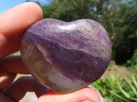 Polished Dark Purple Lepidolite Hearts (Rubellite Inclusions) x 12 From Madagascar - TopRock