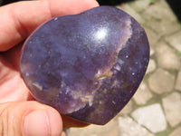 Polished Dark Purple Lepidolite Hearts (Rubellite Inclusions) x 12 From Madagascar - TopRock