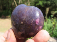 Polished Dark Purple Lepidolite Hearts (Rubellite Inclusions) x 12 From Madagascar - TopRock