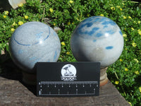 Polished Blue Spotted Spinel Spheres x 2 From Madagascar - TopRock