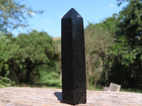 Polished Pitch Black Basalt Points/Prisms x 6 From Madagascar - TopRock