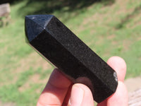 Polished Pitch Black Basalt Points/Prisms x 6 From Madagascar - TopRock