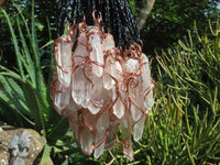 Natural Quartz Crystal Copper Art Wire Wrap Pendants with Thong - Sold per piece From South Africa - TopRock