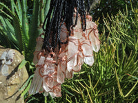 Natural Quartz Crystal Copper Art Wire Wrap Pendants with Thong - Sold per piece From South Africa - TopRock