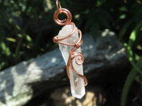 Natural Quartz Crystal Copper Art Wire Wrap Pendants with Thong - Sold per piece From South Africa - TopRock