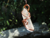 Natural Quartz Crystal Copper Art Wire Wrap Pendants with Thong - Sold per piece From South Africa - TopRock