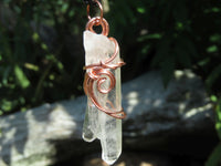 Natural Quartz Crystal Copper Art Wire Wrap Pendants with Thong - Sold per piece From South Africa - TopRock