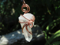 Natural Quartz Crystal Copper Art Wire Wrap Pendants with Thong - Sold per piece From South Africa - TopRock