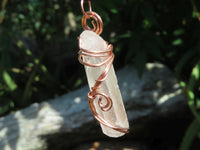 Natural Quartz Crystal Copper Art Wire Wrap Pendants with Thong - Sold per piece From South Africa - TopRock