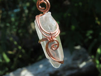 Natural Quartz Crystal Copper Art Wire Wrap Pendants with Thong - Sold per piece From South Africa - TopRock