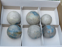 Polished Blue Spinel Spotted Spheres x 6 From Madagascar - TopRock