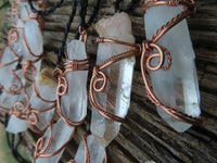 Natural Clear Optic Selected Quartz Crystals in Copper Art Wire Wrap Pendant - sold per piece - From Madagascar - TopRock