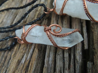 Natural Clear Optic Selected Quartz Crystals in Copper Art Wire Wrap Pendant - sold per piece - From Madagascar - TopRock