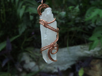 Natural Clear Optic Selected Quartz Crystals in Copper Art Wire Wrap Pendant - sold per piece - From Madagascar - TopRock