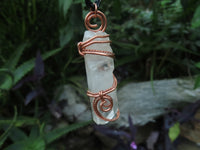 Natural Clear Optic Selected Quartz Crystals in Copper Art Wire Wrap Pendant - sold per piece - From Madagascar - TopRock