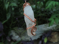 Natural Clear Optic Selected Quartz Crystals in Copper Art Wire Wrap Pendant - sold per piece - From Madagascar - TopRock