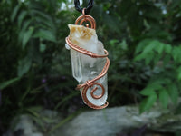 Natural Clear Optic Selected Quartz Crystals in Copper Art Wire Wrap Pendant - sold per piece - From Madagascar - TopRock