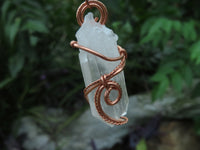 Natural Clear Optic Selected Quartz Crystals in Copper Art Wire Wrap Pendant - sold per piece - From Madagascar - TopRock