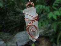 Natural Clear Optic Selected Quartz Crystals in Copper Art Wire Wrap Pendant - sold per piece - From Madagascar - TopRock