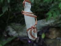 Natural Clear Optic Selected Quartz Crystals in Copper Art Wire Wrap Pendant - sold per piece - From Madagascar - TopRock