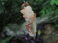 Natural Clear Optic Selected Quartz Crystals in Copper Art Wire Wrap Pendant - sold per piece - From Madagascar - TopRock