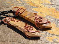 Polished Namibian Picture Stone ''Spade'' Crystal In Copper Art Wire Wrapped & Plaited Chord -  sold per piece From Namibia - TopRock