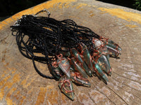 Polished Aqua Silica in Copper Art Wire Wrap Pendant -  sold per piece From South Africa - TopRock