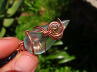 Polished Aqua Silica in Copper Art Wire Wrap Pendant -  sold per piece From South Africa - TopRock